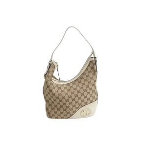GUCCI Interlocking White Brown GG Canvas Shoulder Bag